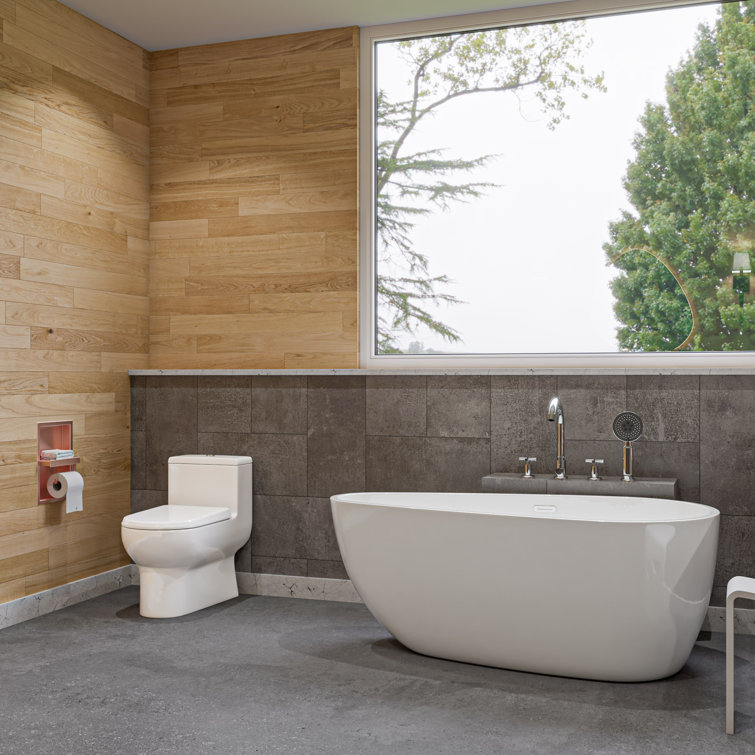 59'' White Freestanding Acrylic Soaking Bathtub
