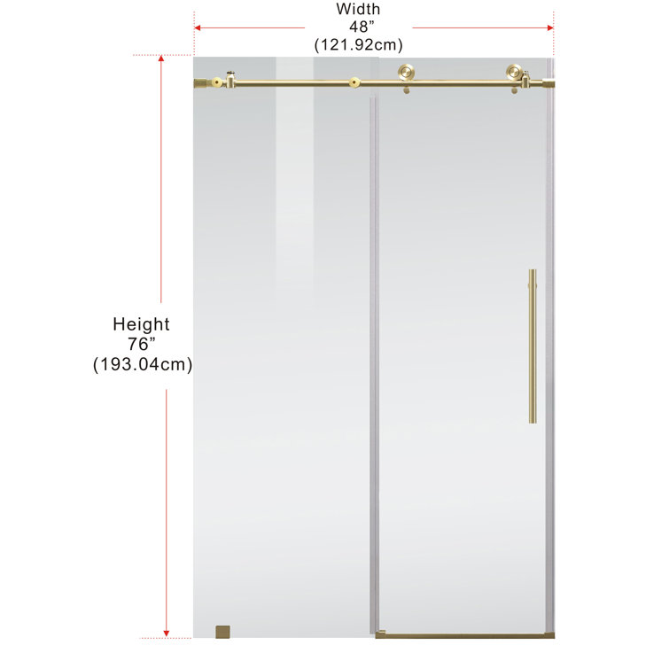 Raleigh Brushed Gold Frameless Hinged Shower Door