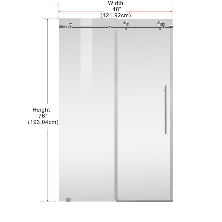 Brushed Nickel Frameless Sliding Shower Door 48" x 76"