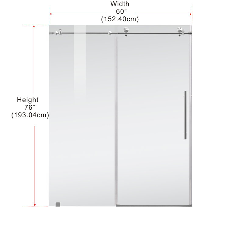 Elegant 60" x 76" Frameless Brushed Nickel Sliding Shower Door