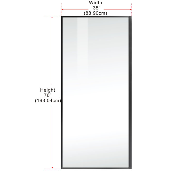 Matte Black 35" x 76" Framed Fixed Glass Shower Door