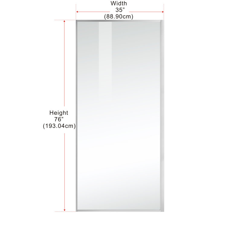 Chrome Framed Fixed Glass Shower Door Panel, 35" x 76"