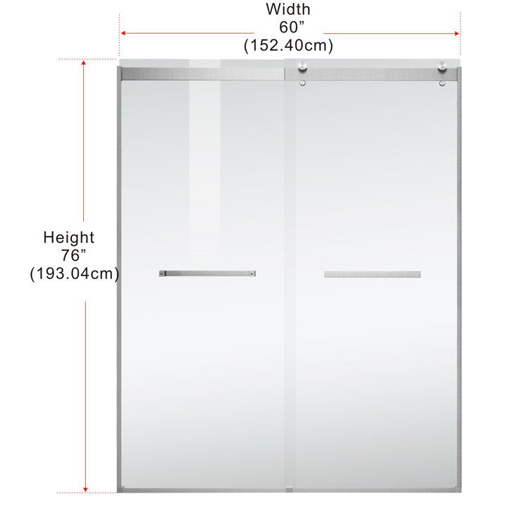 60" Frameless Double Sliding Shower Door in Brushed Nickel