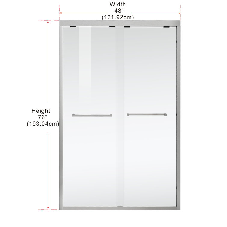 48" Brushed Nickel Frameless Double Sliding Shower Door