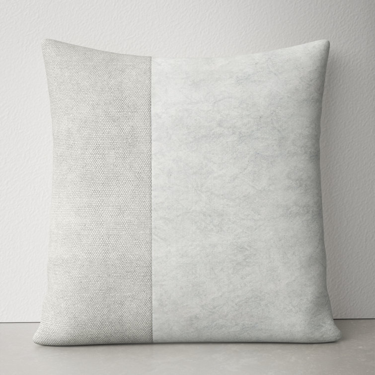 Janesa Light Gray Cotton Square Throw Pillow