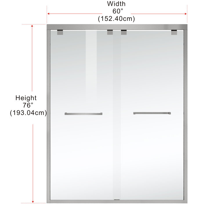 Warren 60'' Brushed Nickel Frameless Double Sliding Shower Door