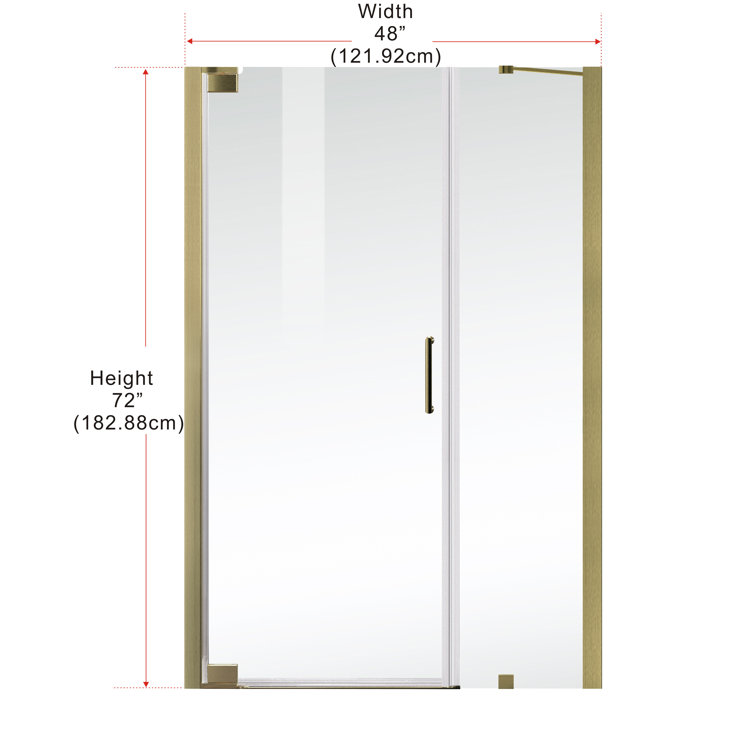 48" x 72" Brushed Gold Frameless Shower Door