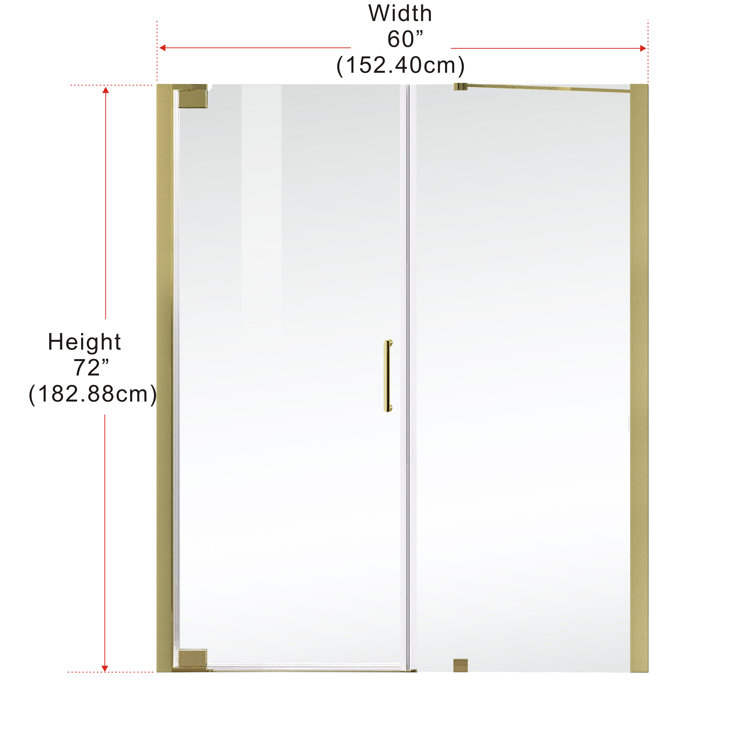 Elegant Gold Frameless Glass Shower Door 60 x 72