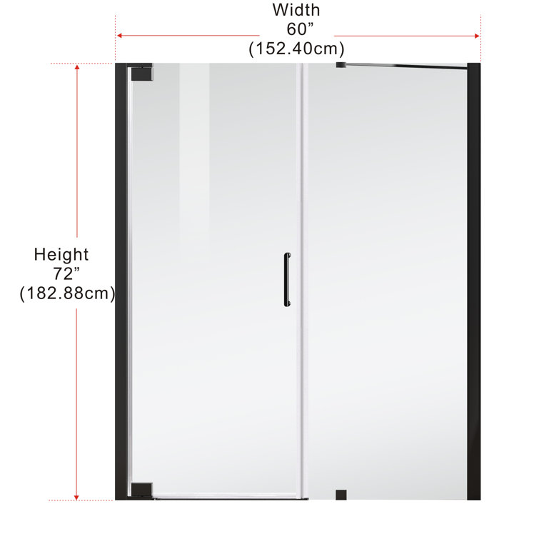 Matte Black Frameless Pivot Shower Door with Heavy-Duty Hinges