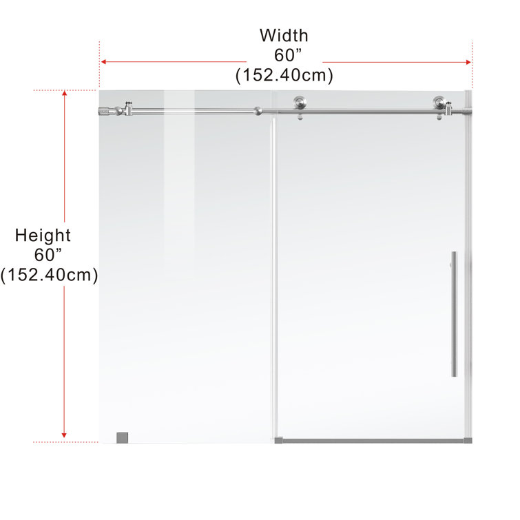 60" Frameless Sliding Tub Door with Brushed Nickel Finish