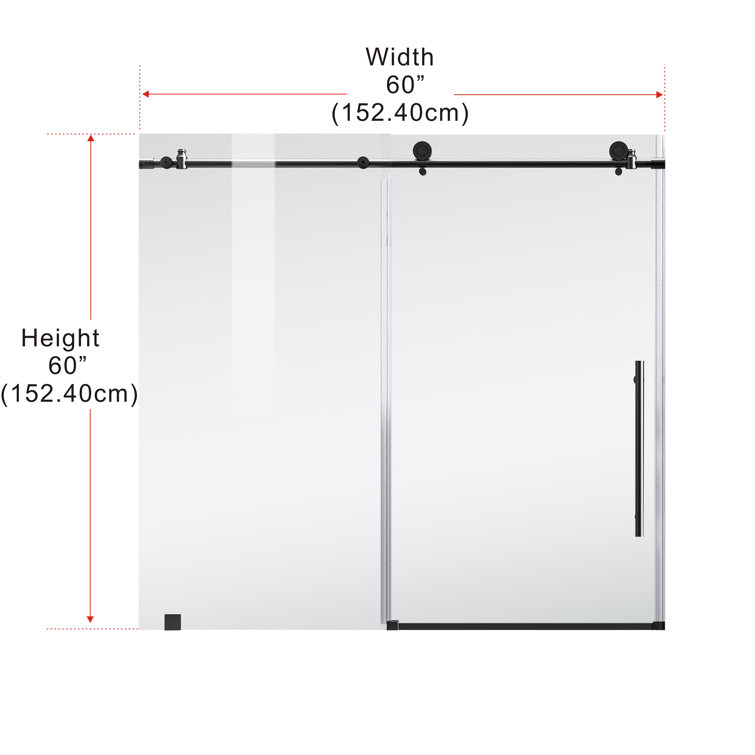 60" Matte Black Frameless Sliding Tub Door with Clear Glass