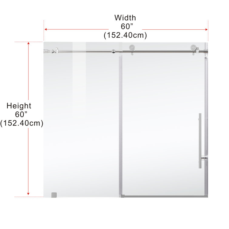 60" Frameless Sliding Tub Door with Chrome Finish