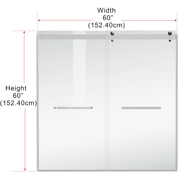 Brushed Nickel 60" Frameless Double Sliding Tub Door