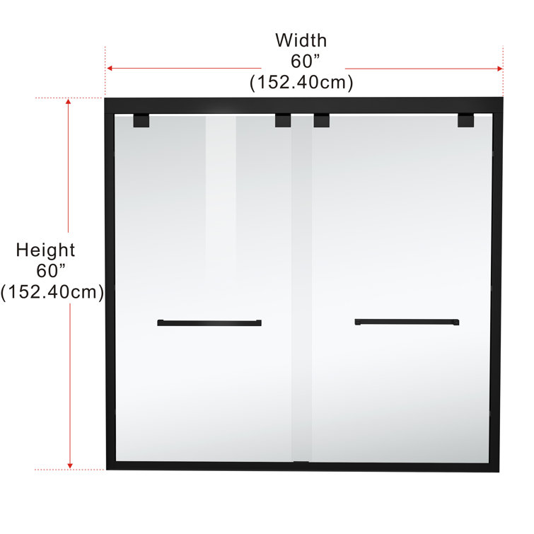 Matte Black Double Sliding Semi-Frameless Tub Door