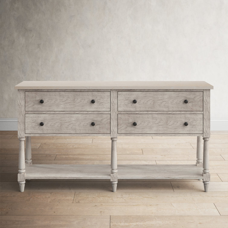 Aberdale 65" Gray Mahogany Sideboard with Marble Top