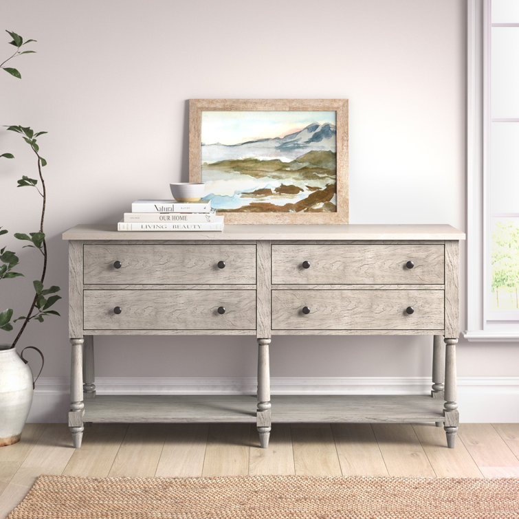 Aberdale 65" Gray Mahogany Sideboard with Marble Top