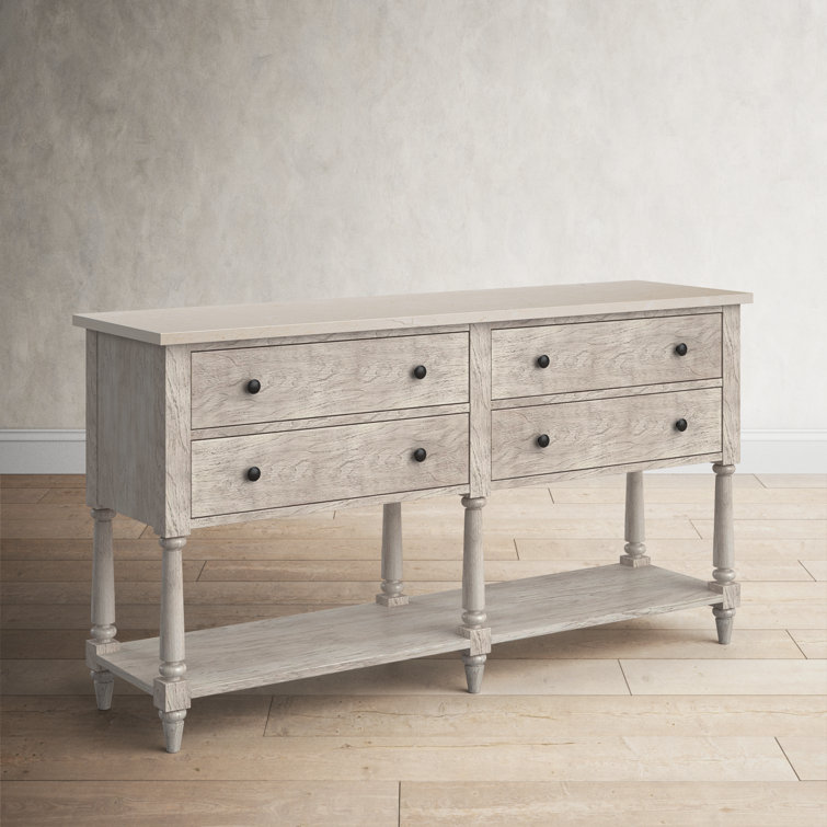 Aberdale 65" Gray Mahogany Sideboard with Marble Top