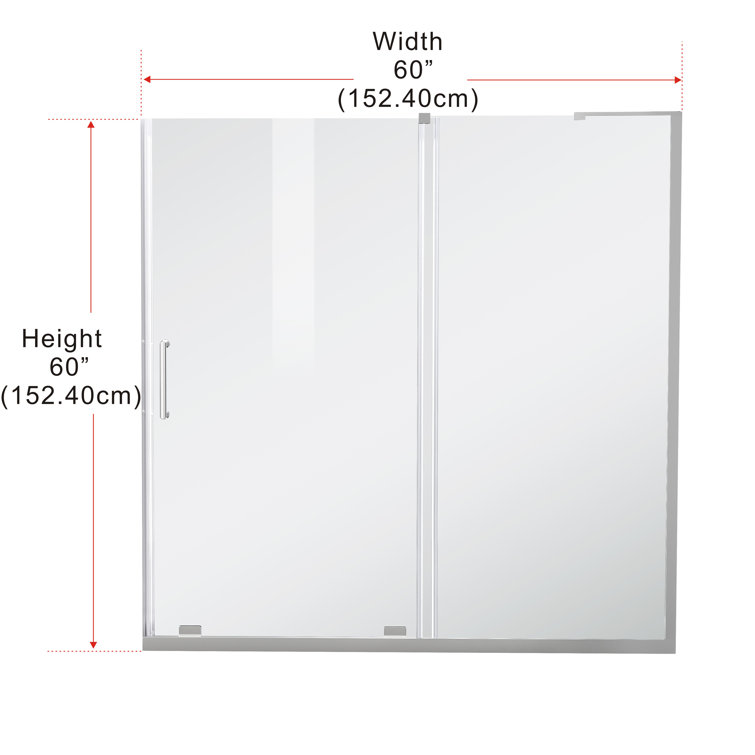 Chrome Frameless Double Sliding Tub Door with Adjustable Width