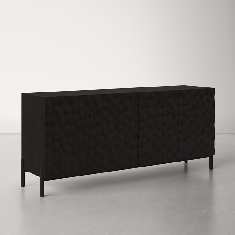 Fife 71'' Black Solid Wood Sideboard with Hand-Chiseled Doors