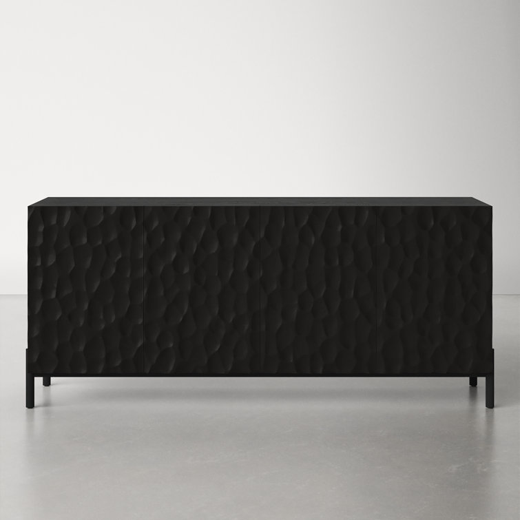 Fife 71'' Black Solid Wood Sideboard with Hand-Chiseled Doors