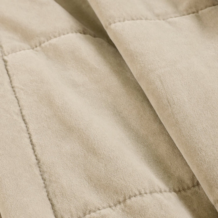 Natural Cotton Velvet Queen Bedspread with Quilted Pattern