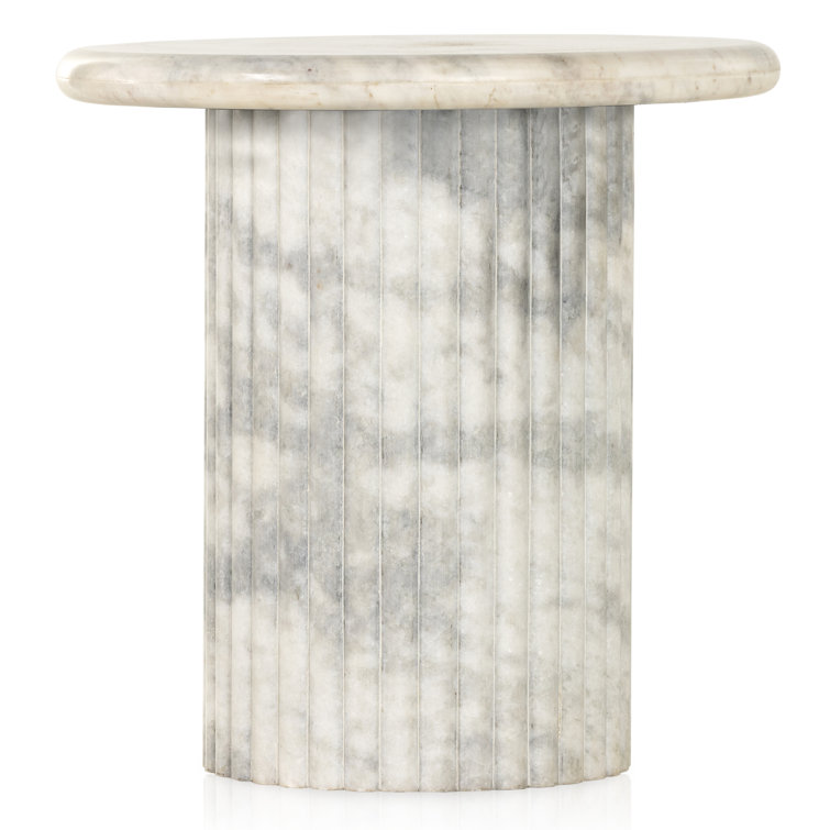 White Marble Round Fluted Side Table