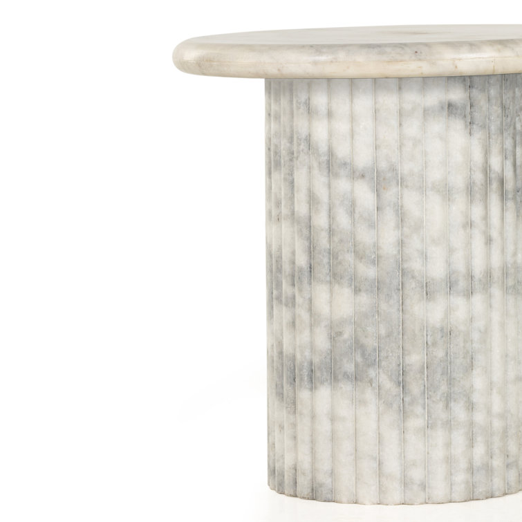 White Marble Round Fluted Side Table