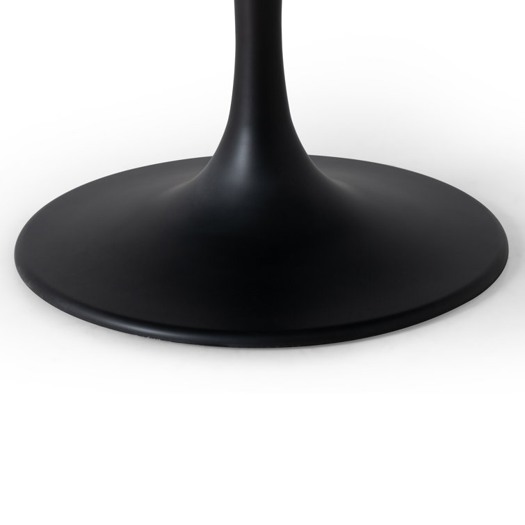 Powell 55" Black Marble and Iron Round Dining Table