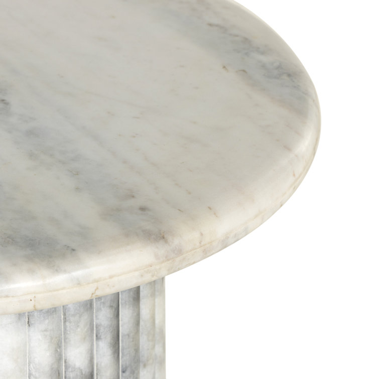 White Marble Round Fluted Side Table