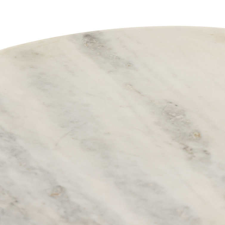White Marble Round Fluted Side Table