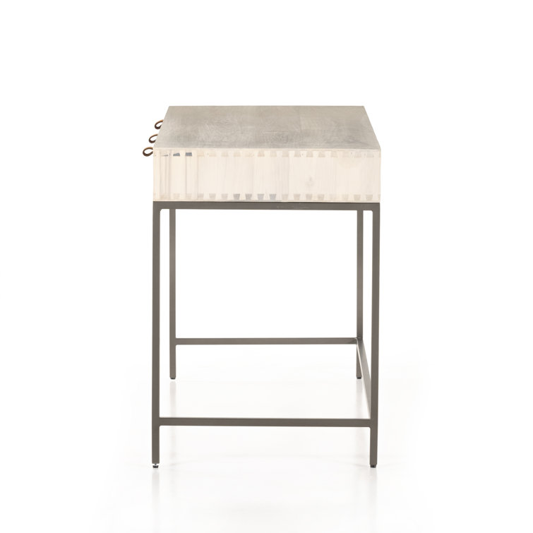 Dove Poplar Contemporary White Home Office Desk with 3 Drawers
