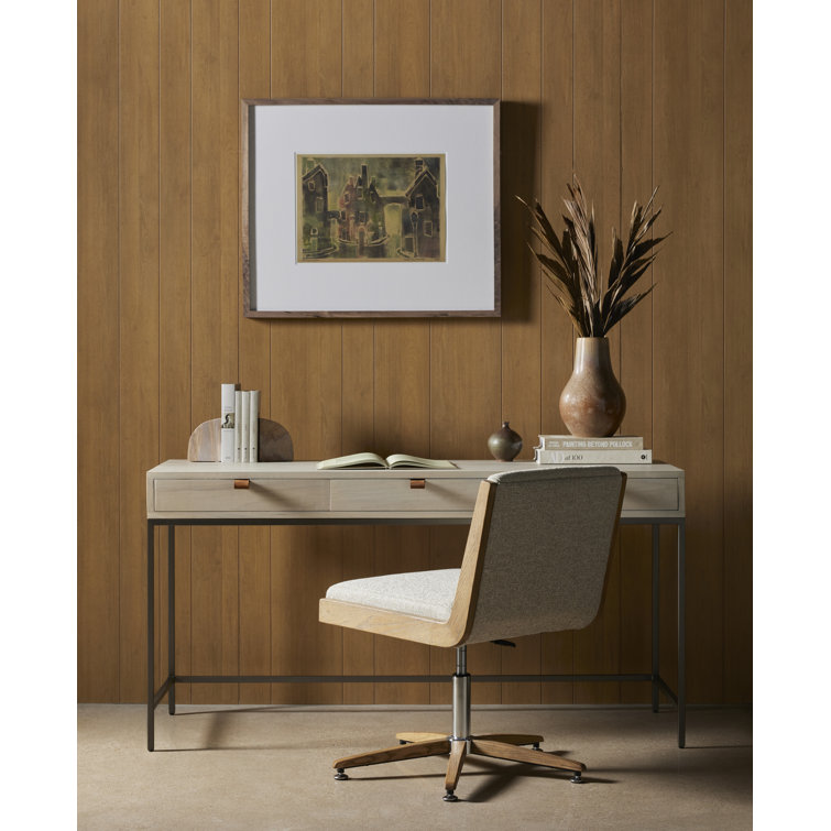 Auburn Poplar Contemporary Home Office Desk with 3 Drawers