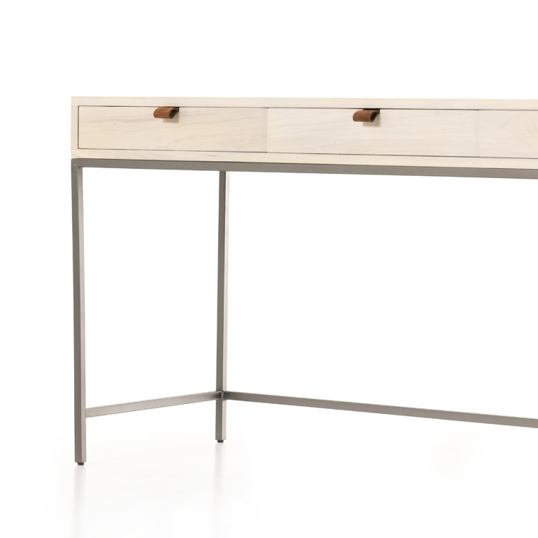 Dove Poplar Contemporary White Home Office Desk with 3 Drawers