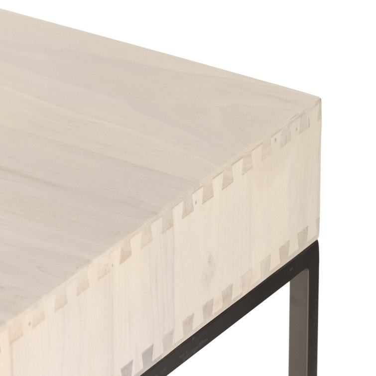 Dove Poplar Contemporary White Home Office Desk with 3 Drawers
