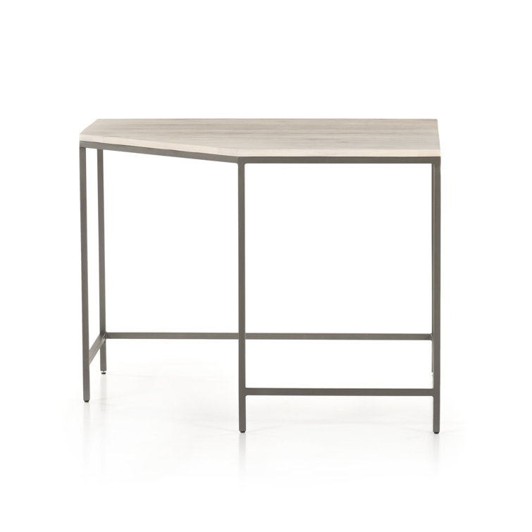Dove Poplar and Iron Midcentury Corner Desk