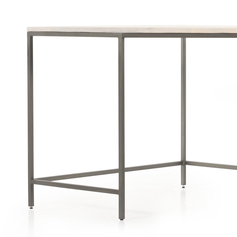 Dove Poplar and Iron Midcentury Corner Desk