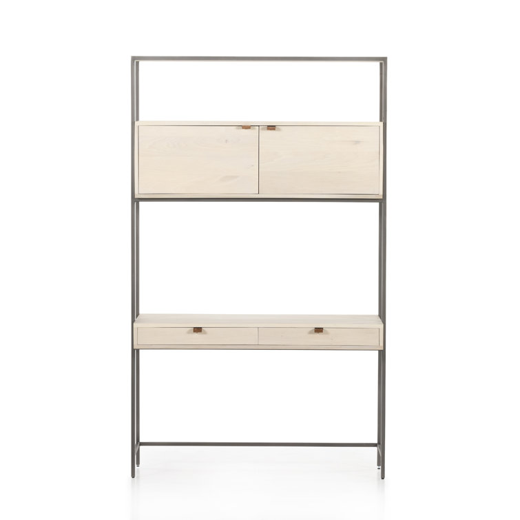 Dove Poplar Contemporary Modular Wall Desk with Leather Pulls