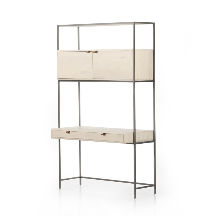 Dove Poplar Contemporary Modular Wall Desk with Leather Pulls
