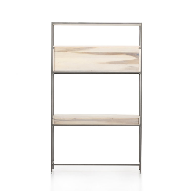 Dove Poplar Contemporary Modular Wall Desk with Leather Pulls