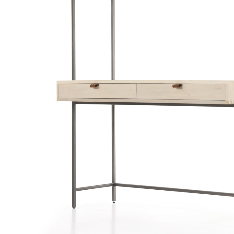 Dove Poplar Contemporary Modular Wall Desk with Leather Pulls