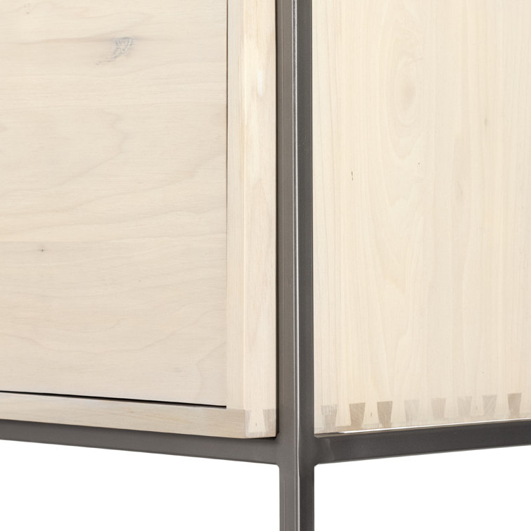 Dove Poplar Contemporary Modular Wall Desk with Leather Pulls