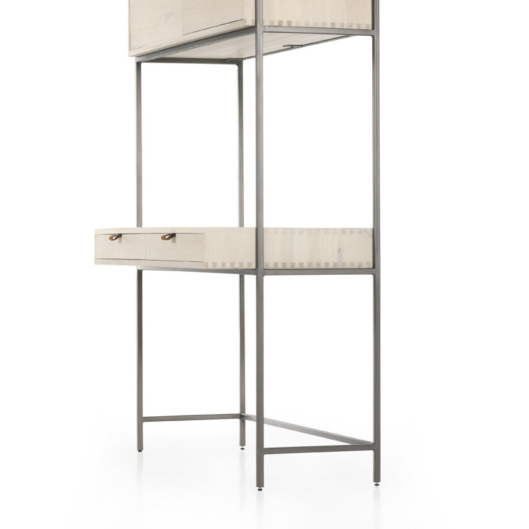 Dove Poplar Contemporary Modular Wall Desk with Leather Pulls