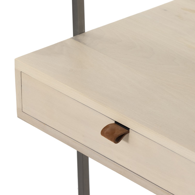 Dove Poplar Contemporary Modular Wall Desk with Leather Pulls