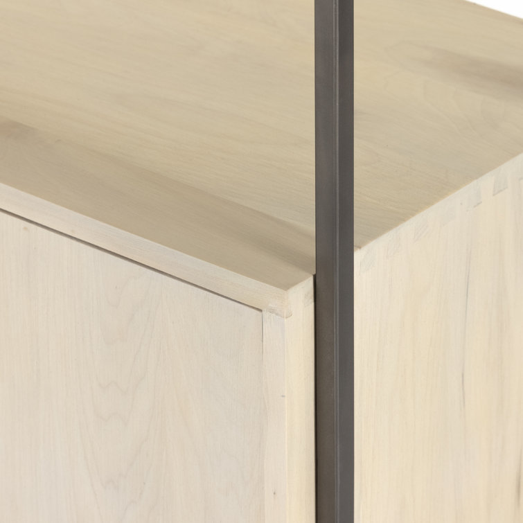 Dove White Poplar Contemporary 35'' Wide Bookcase with Leather Pulls