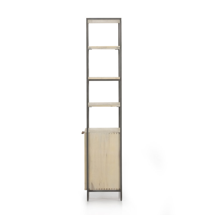 Dove White Poplar Contemporary 35'' Wide Bookcase with Leather Pulls
