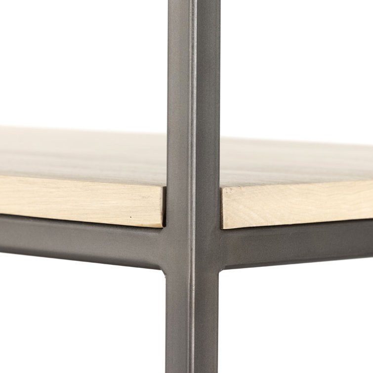 Dove White Poplar Contemporary 35'' Wide Bookcase with Leather Pulls