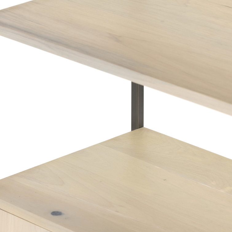 Dove White Poplar Contemporary 35'' Wide Bookcase with Leather Pulls
