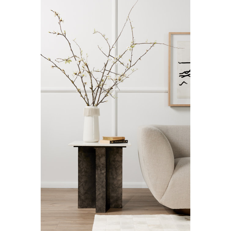 Terrell Black Marble and Aluminum End Table