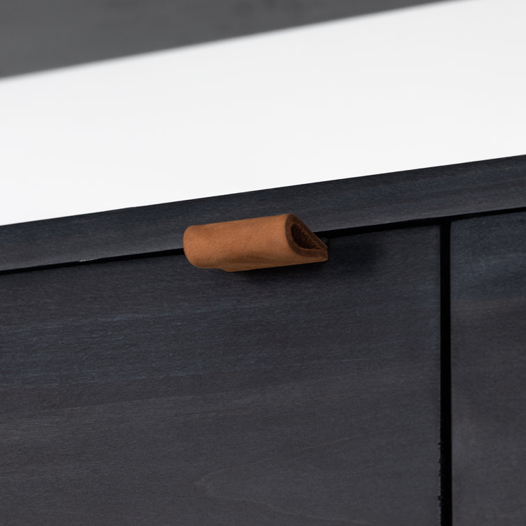 Contemporary Black Solid Wood Desk with Hutch & Dual Drawers