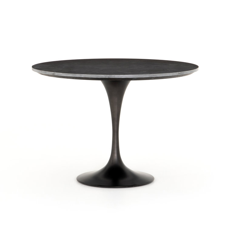 Round Black Iron and Marble Dining Table